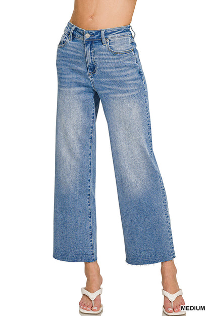 Zenana Wide Leg Medium Wash Cropped Denim