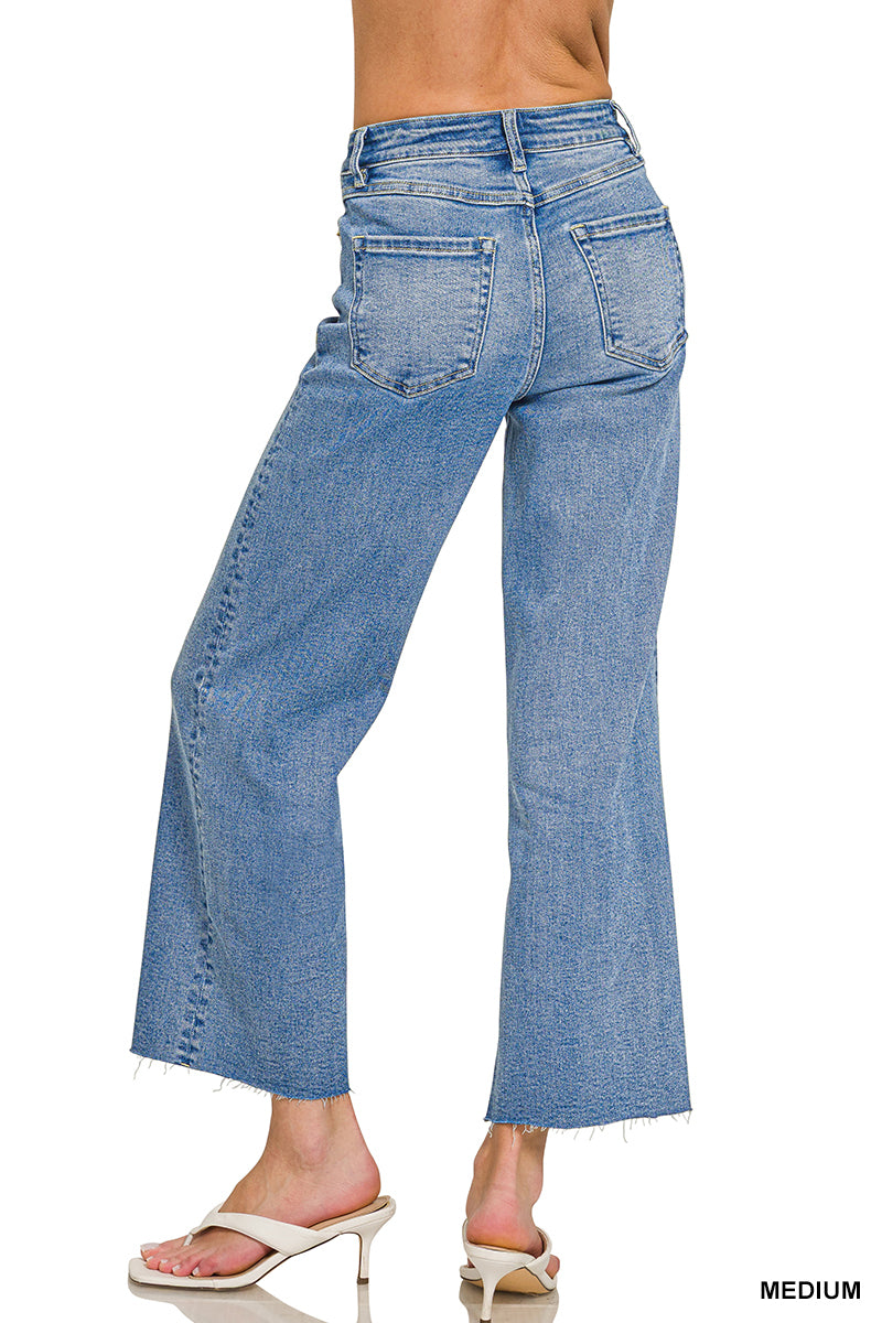 Zenana Wide Leg Medium Wash Cropped Denim