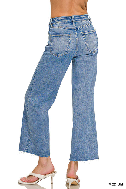 Zenana Wide Leg Medium Wash Cropped Denim