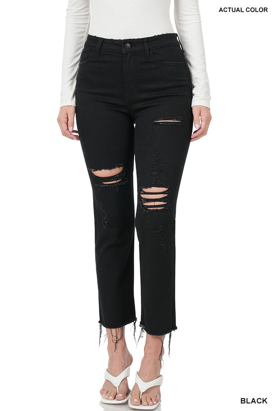 Zenana Distressed Black Denim