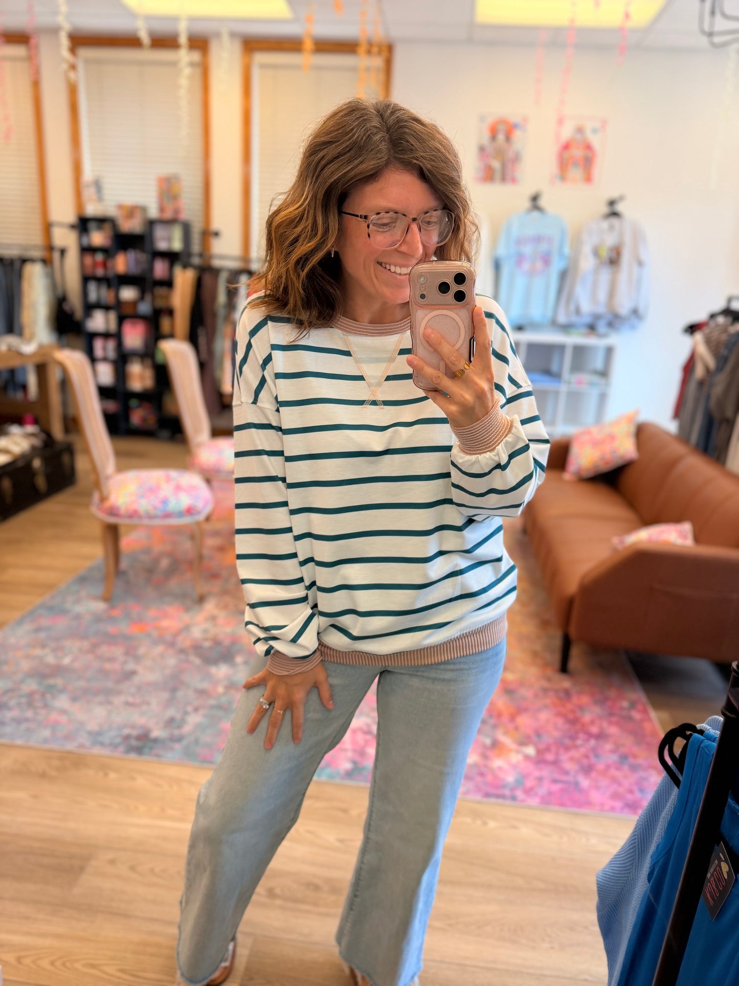 Boardwalk Stripe Raglan Long Sleeve Top