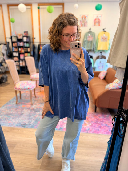 Acid Wash Oversized Lightweight T-Shirt-Note sizing