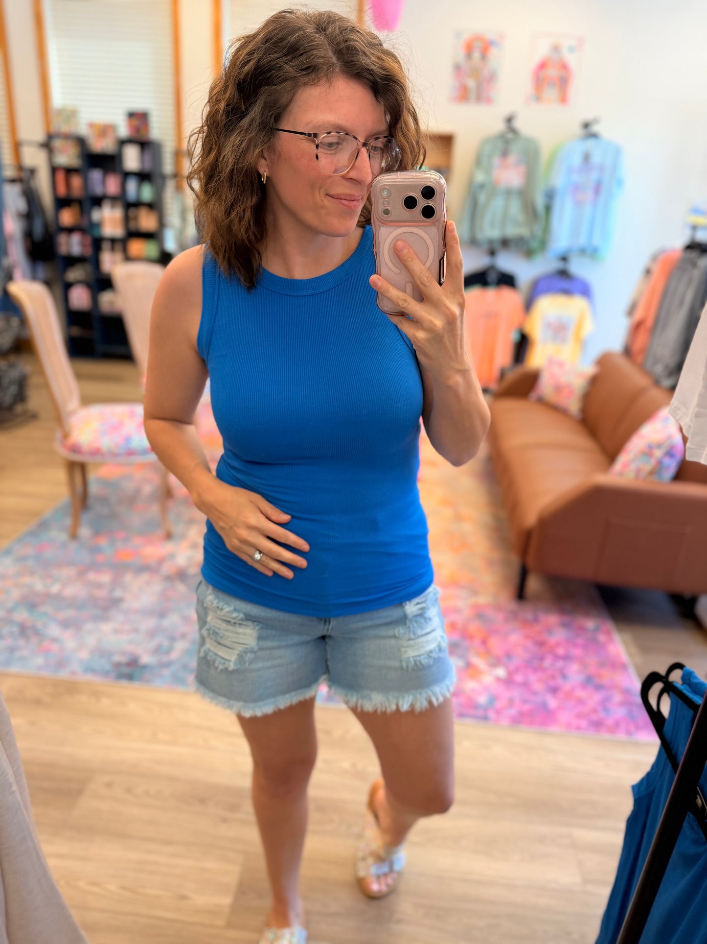 Ribbed High Neck Tank