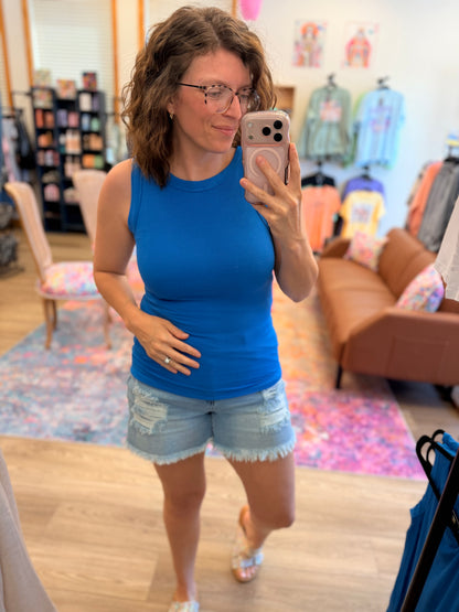 Ribbed High Neck Tank