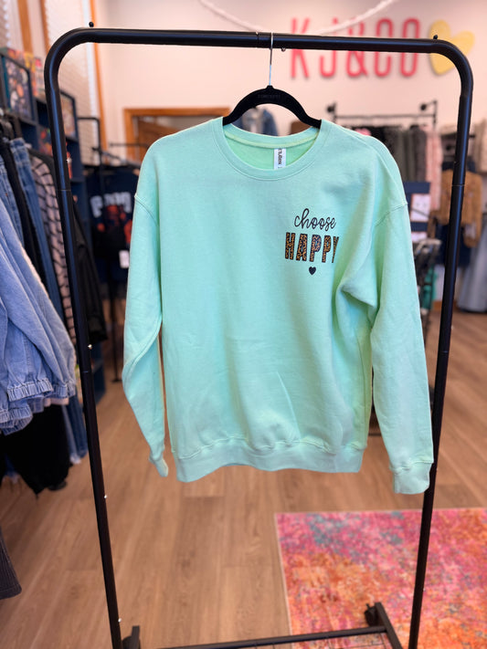 Choose Happy Graphic Crewneck Sweatshirt