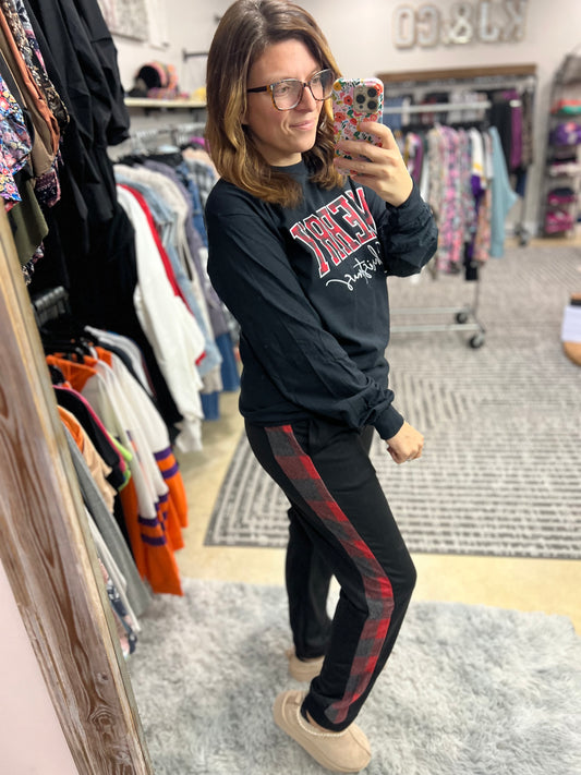 Doorbuster-Buffalo Plaid Stripe Jogger