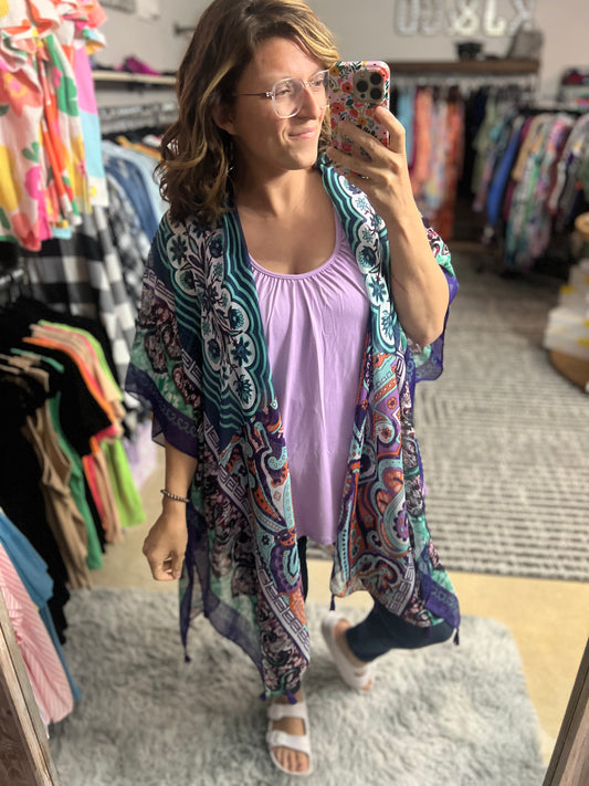 Purple Paisley Kimono