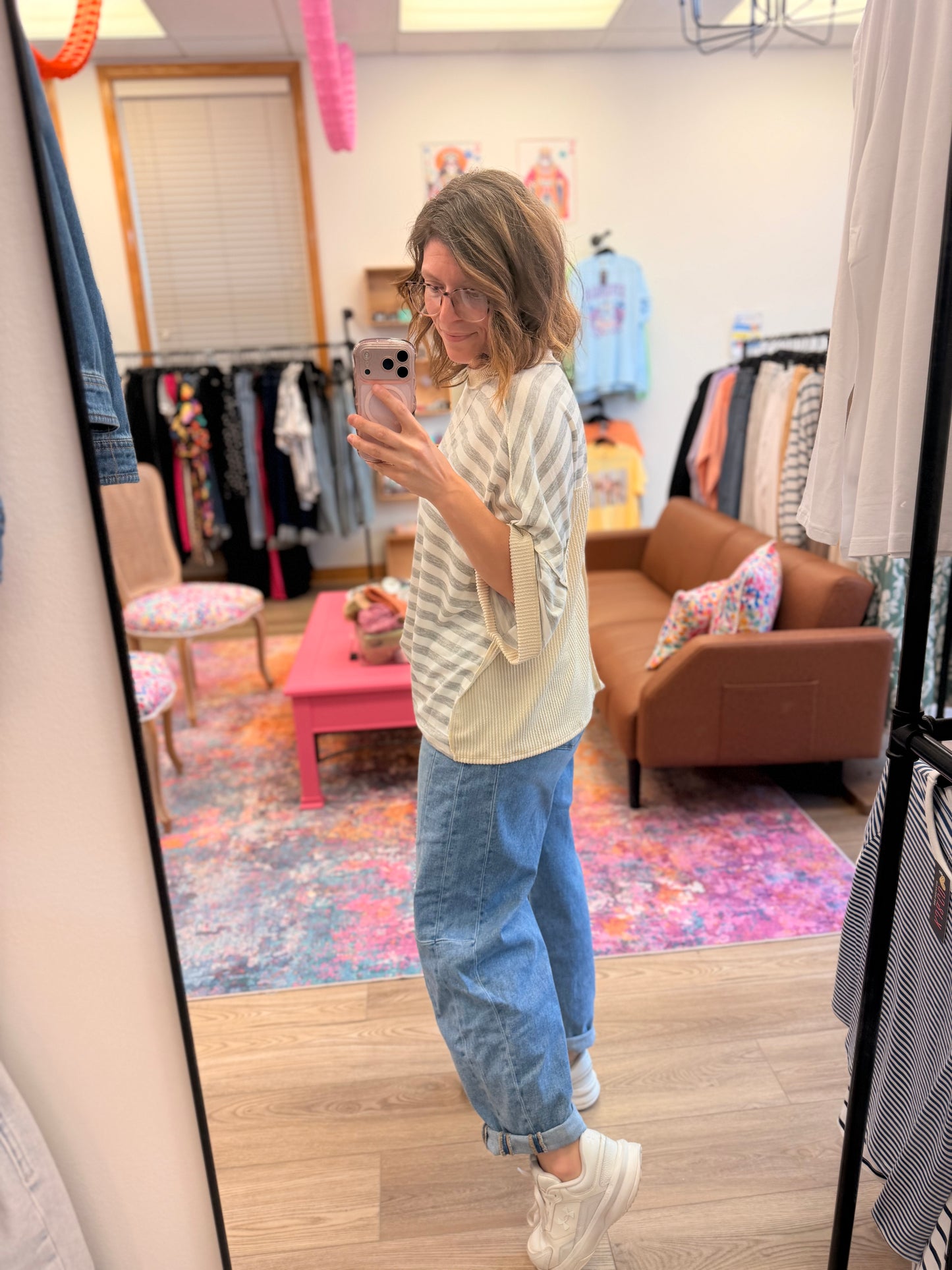 Cozy Stripe Oversized Crew Tee