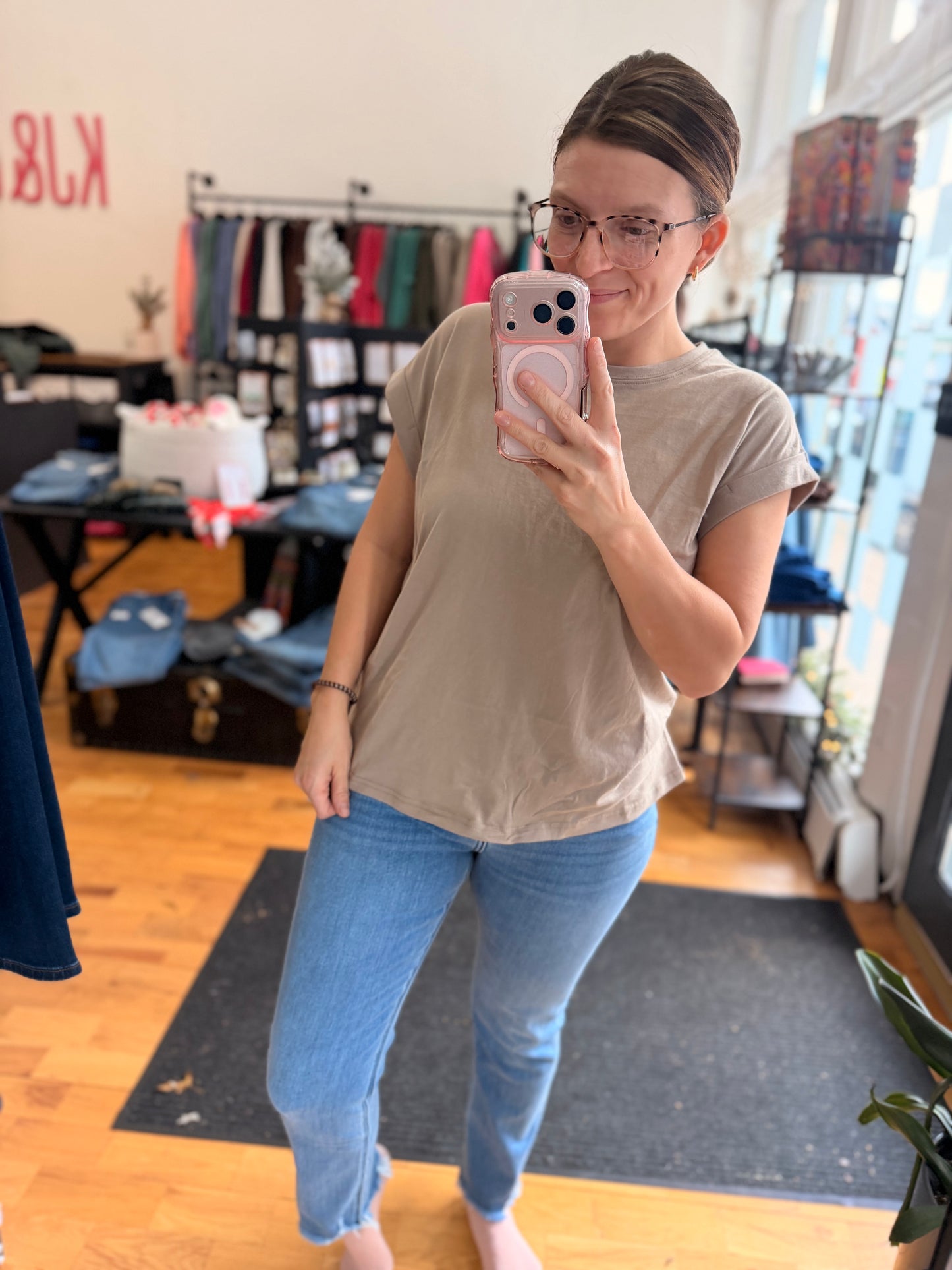 DOORBUSTER-Basic Rolled Sleeve Cotton Tee