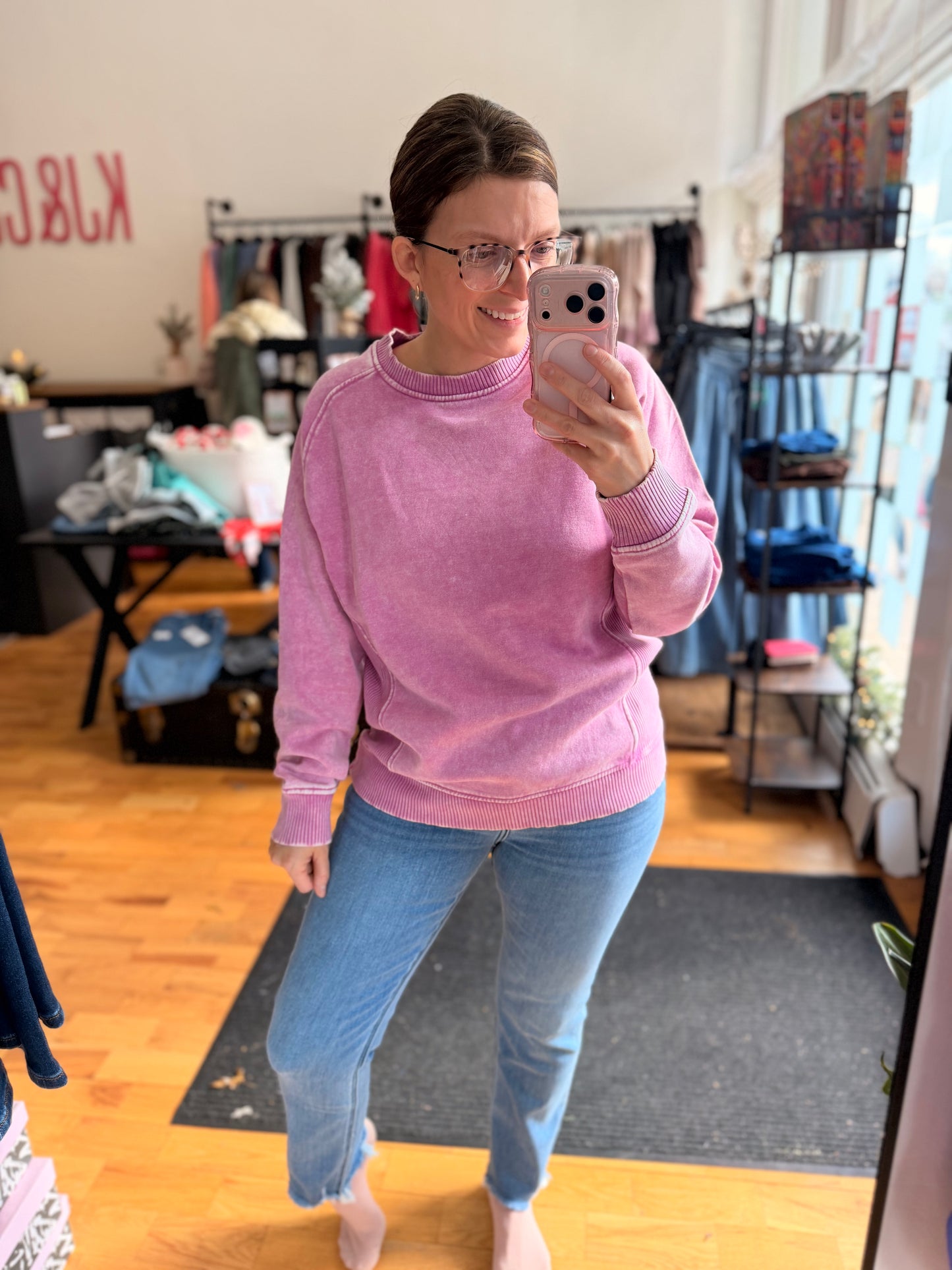 Acid Wash Fleece Sweatshirt