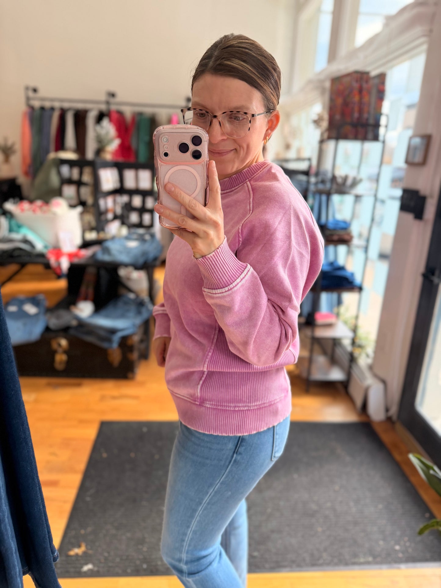 Acid Wash Fleece Sweatshirt