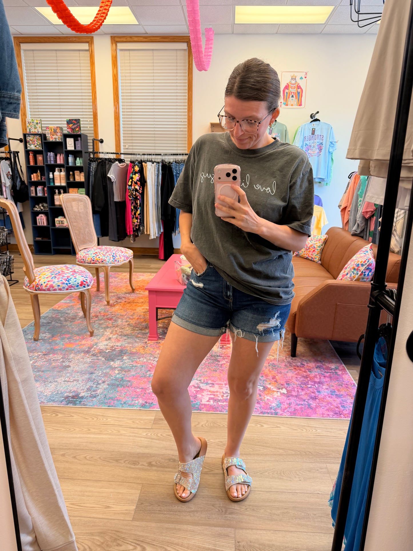 Dark Wash Cuffed Denim Shorts
