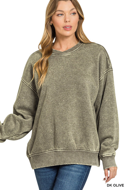 Crossover Coziest Acid Wash Fleece Pullover