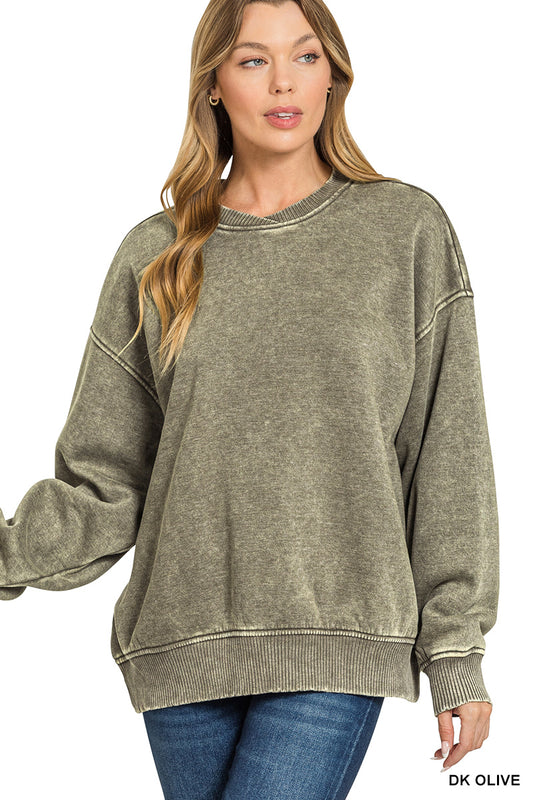 Crossover Coziest Acid Wash Fleece Pullover
