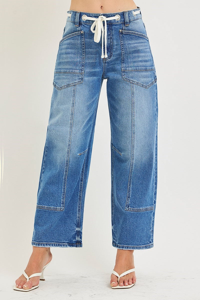 Risen Slouchy Tie Barrel Jeans