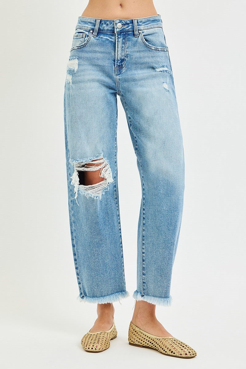 Risen High Rise Distressed Barrel Crop