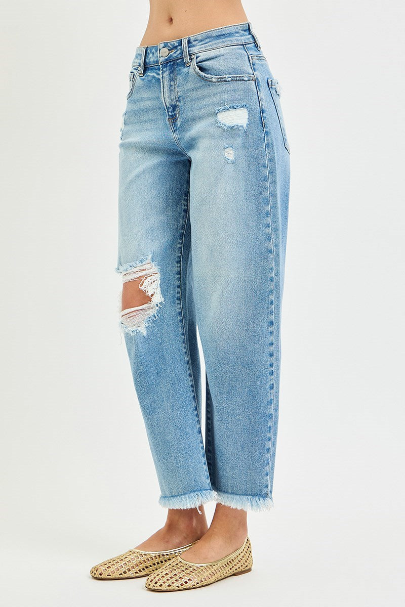 Risen High Rise Distressed Barrel Crop