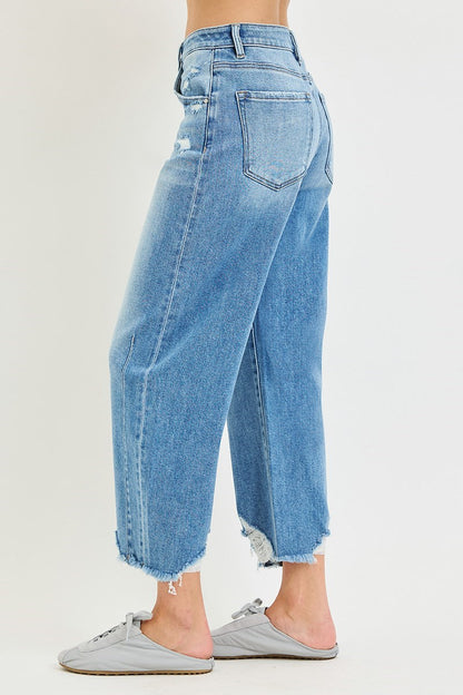 Risen Slouchy Distressed Hem Cropped Barrel
