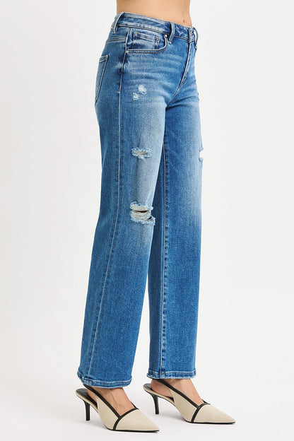 Risen High Rise Ankle Straight Distressed