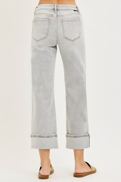 Risen Mid Rise Light Grey Crop