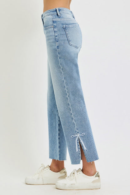 Risen High Rise Crop Bow Detail:Tummy Control