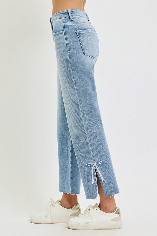 Risen High Rise Crop Bow Detail:Tummy Control