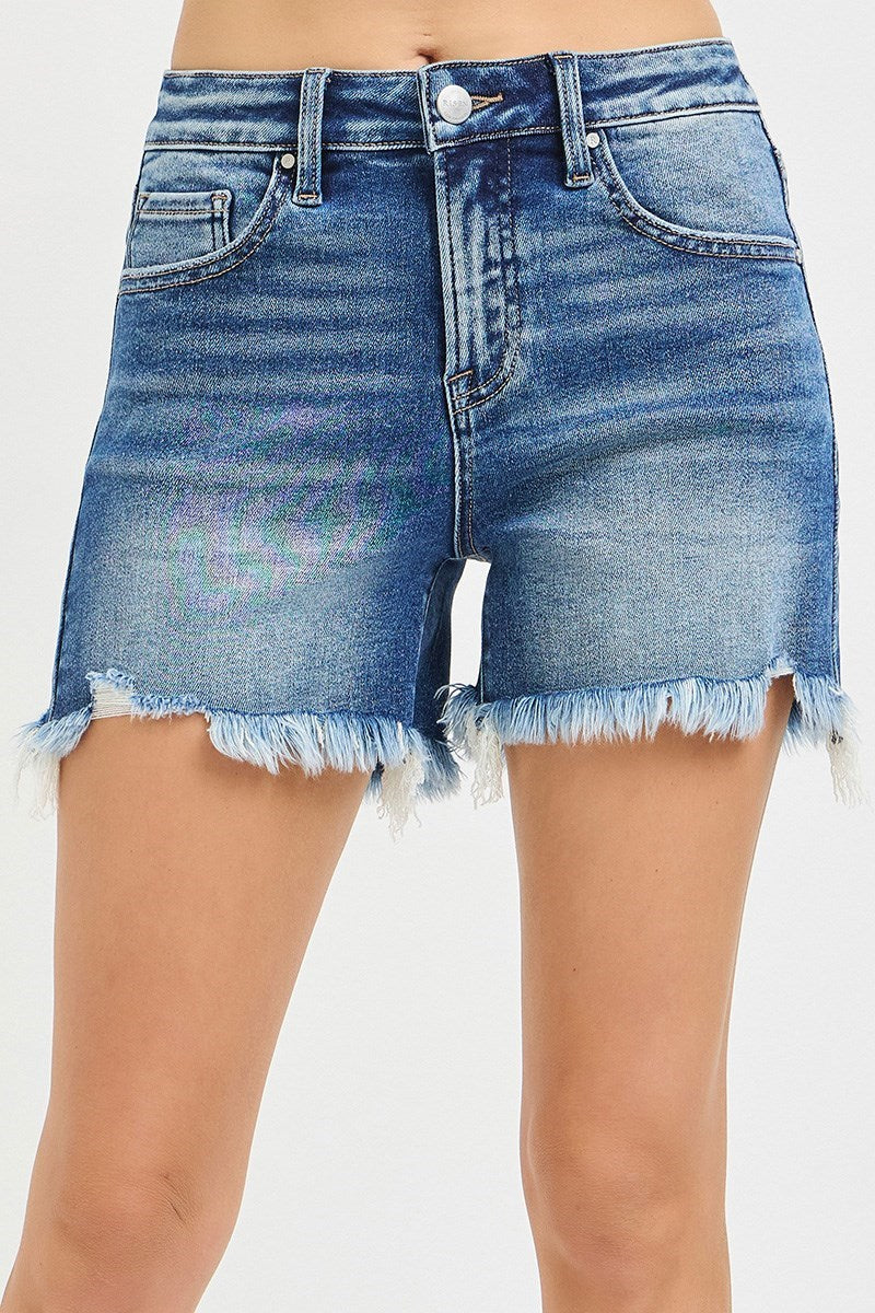 Risen Mid Rise Dark Wash Shorts