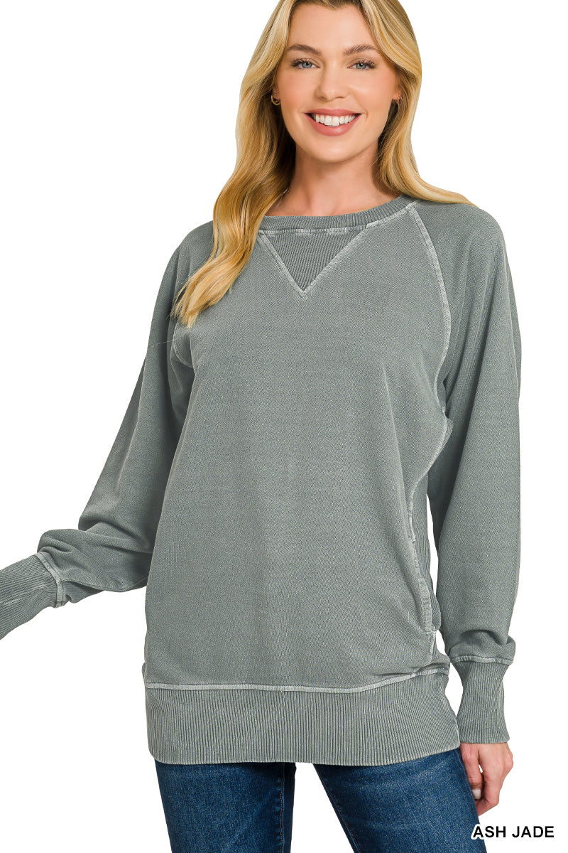 Pigment Dyed French Terry Pullover With Pockets