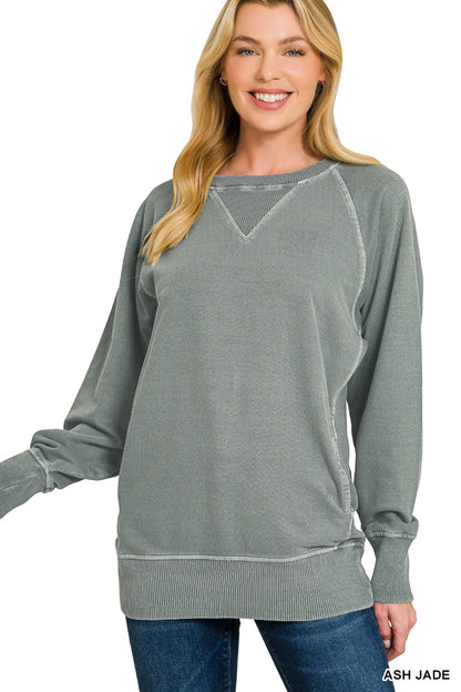 Pigment Dyed French Terry Pullover With Pockets