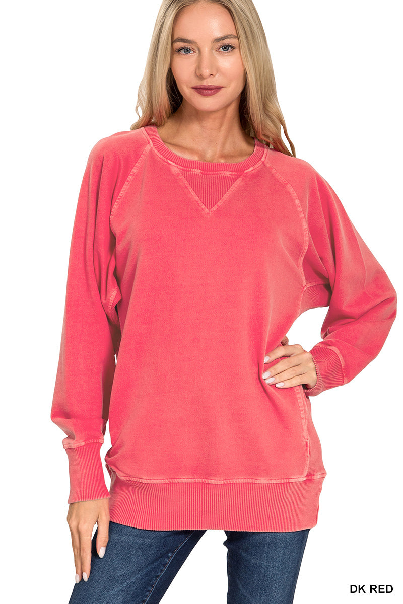Pigment Dyed French Terry Pullover With Pockets