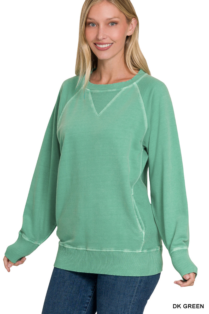 Pigment Dyed French Terry Pullover With Pockets