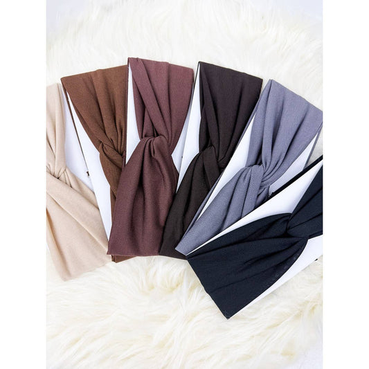 Neutral Tone Twisted Stretch Headwrap Set