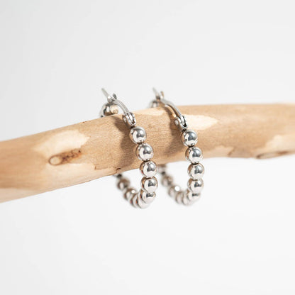 18K Gold Stainless Steel Circle Ball Hoop Earrings
