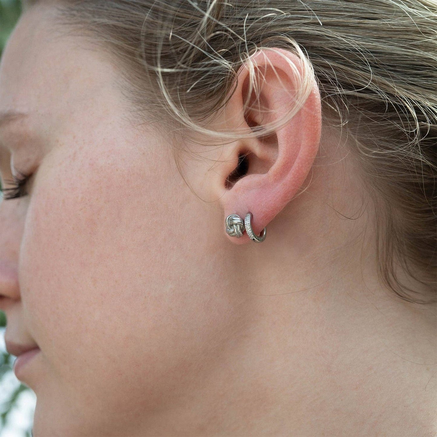 18K Gold Stainless Steel CZ Mini Huggie Earrings