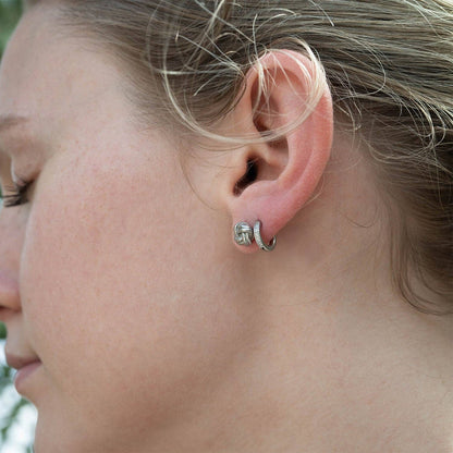 18K Gold Stainless Steel CZ Mini Huggie Earrings