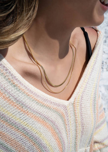 Layered Chain Necklace 18K Gold PVD Stainless Steel