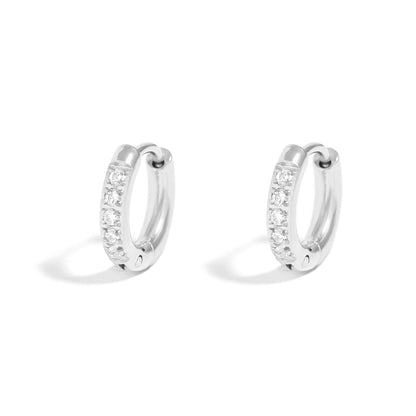 18K Gold Stainless Steel CZ Mini Huggie Earrings