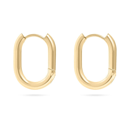 18K Gold Stainless Steel Oval Huggie Earrings