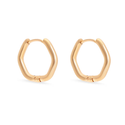 Geometric Huggie Hoop Earrings 18K Gold PVD Stainless Steel