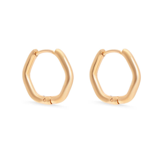 Geometric Huggie Hoop Earrings 18K Gold PVD Stainless Steel