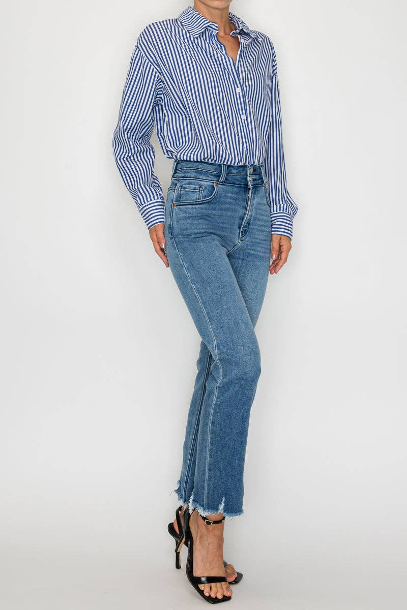 High Rise Double Waistband Straight Jean