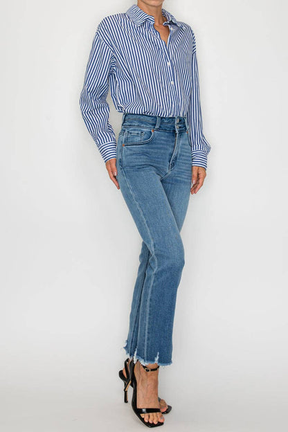 High Rise Double Waistband Straight Jean