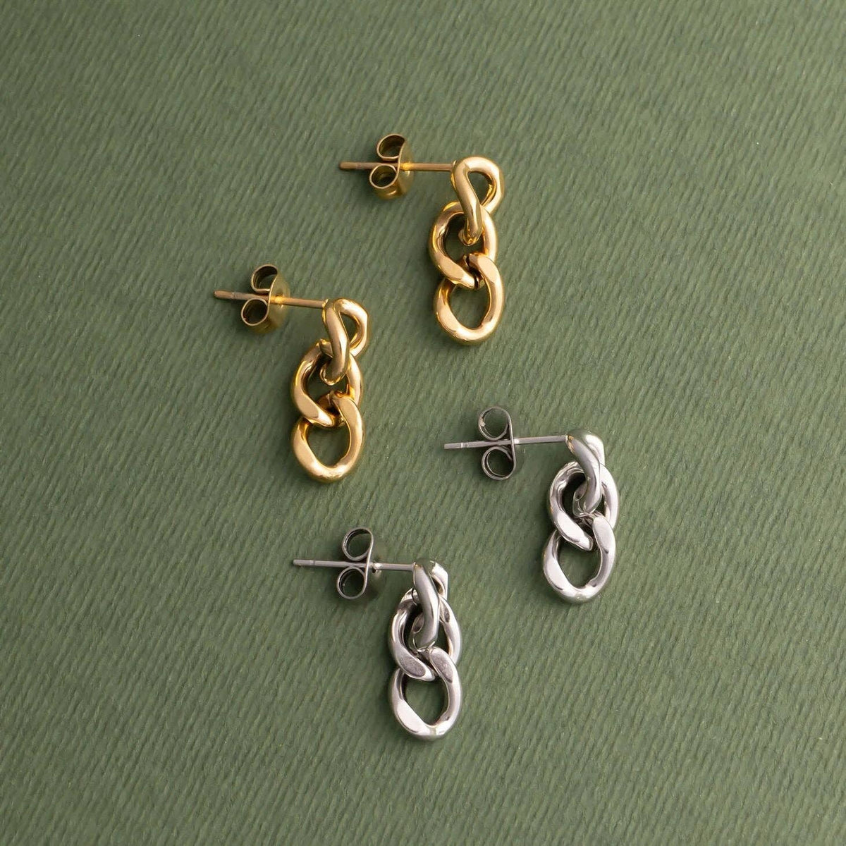 Curb Chain Dangle Earrings 18K Gold PVD Stainless Steel