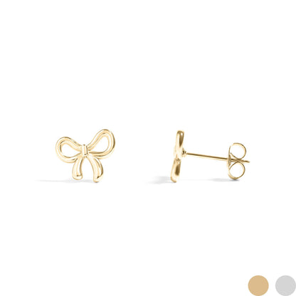 18K Gold Stainless Steel Bow Stud Earrings