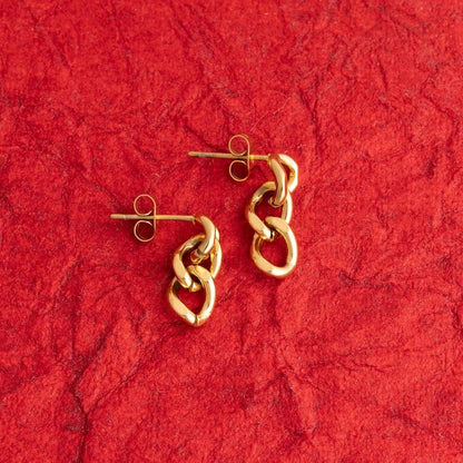 Curb Chain Dangle Earrings 18K Gold PVD Stainless Steel