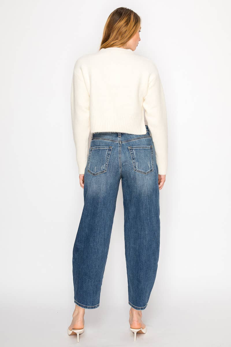 High Rise Tapered Barrel Jean