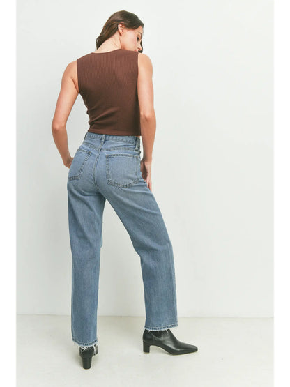 90's Distressed Loose Fit Straight Jean