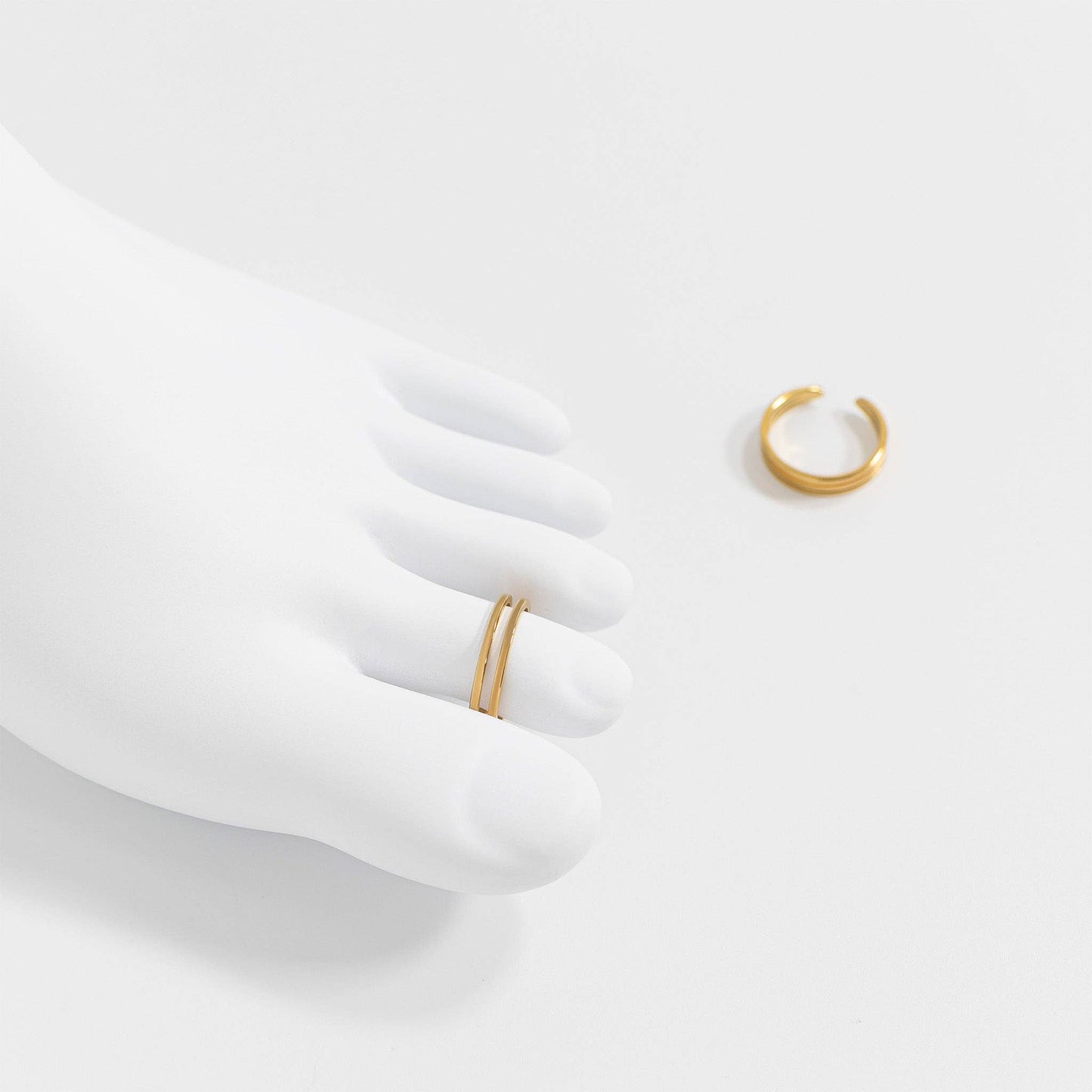 18K Gold Stainless Steel Adjustable Double Bar Toe Ring