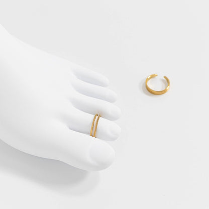18K Gold Stainless Steel Adjustable Double Bar Toe Ring