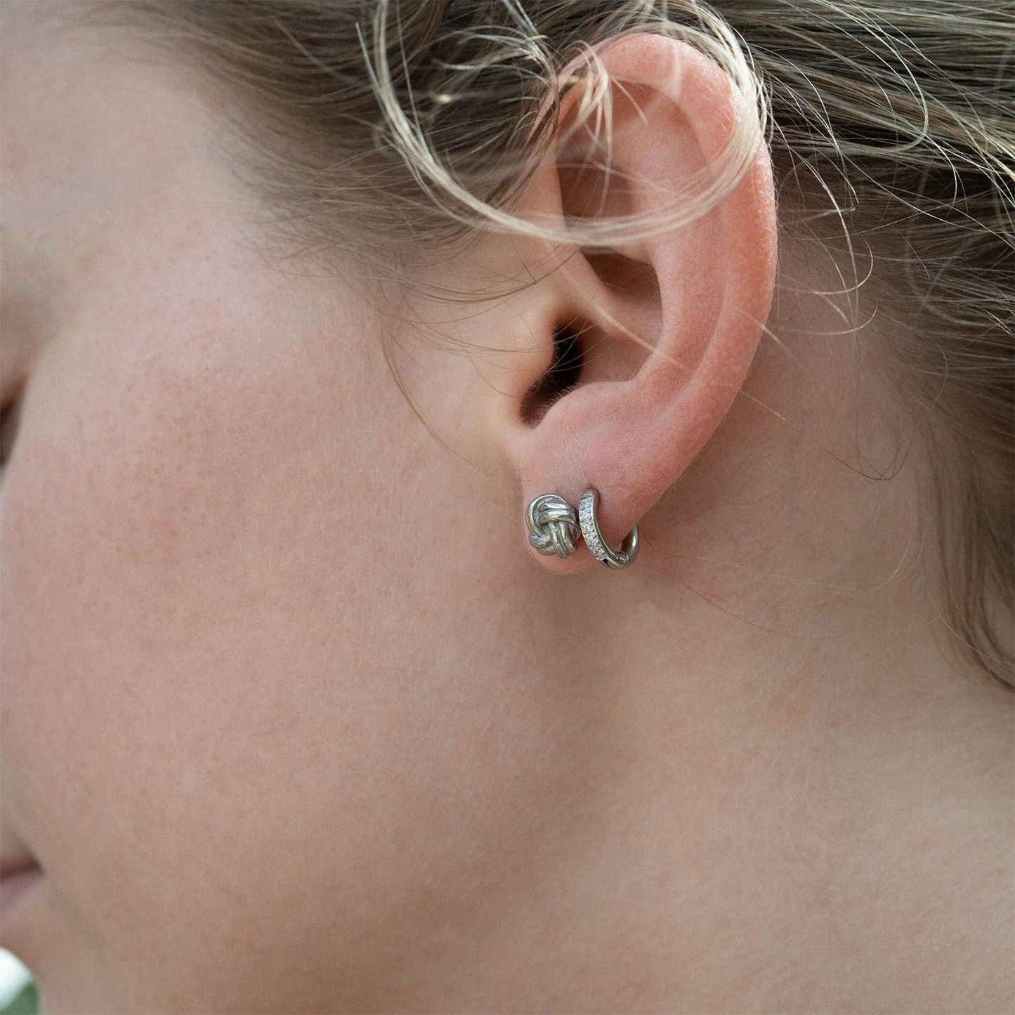 18K Gold Stainless Steel CZ Mini Huggie Earrings